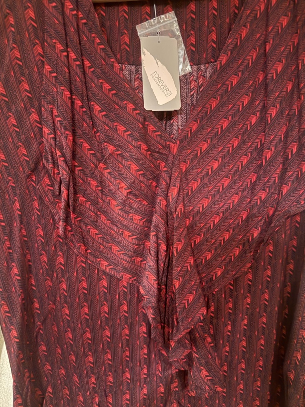 Forever 21 Black and Red Patterned Ruffle Blouse - Picture 6 of 6